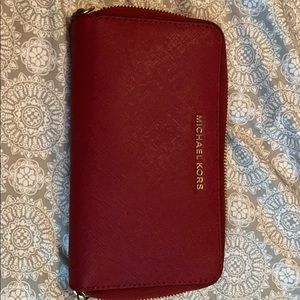 Red Stefano Leather Wallet Wristlet